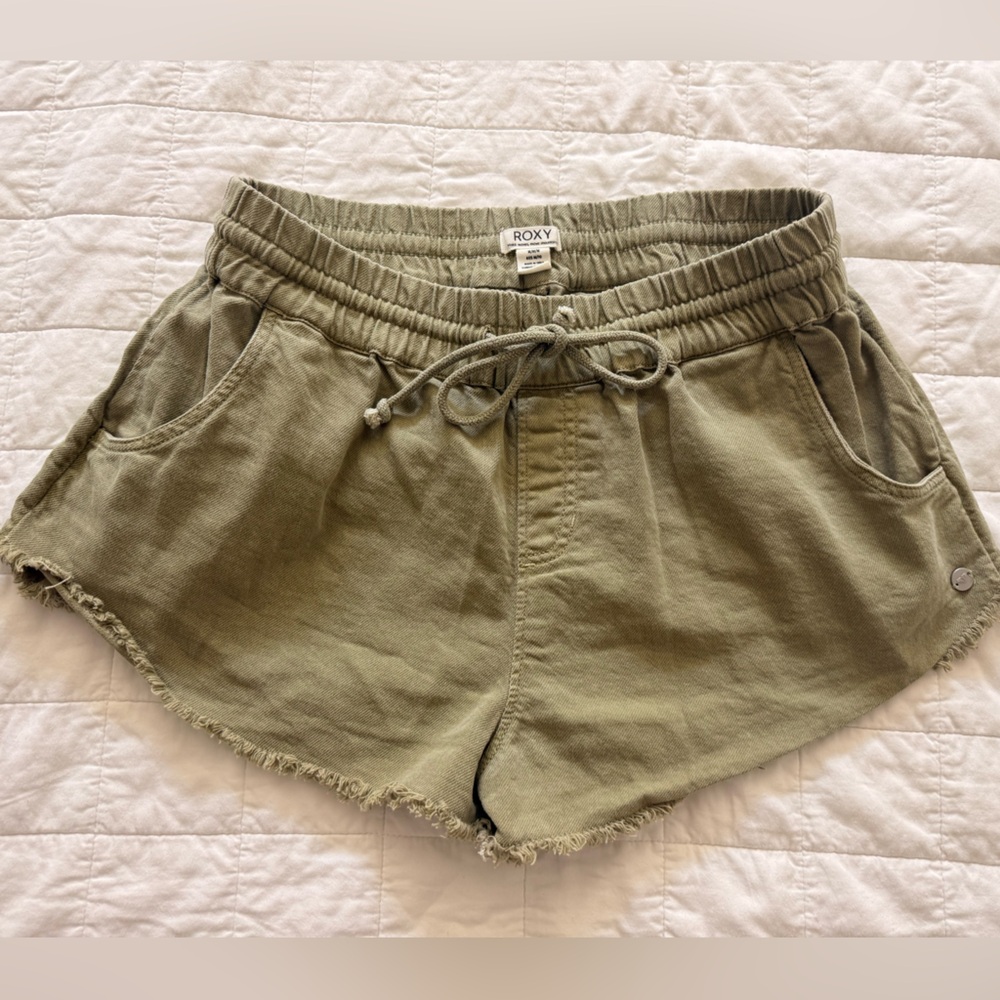 Roxy High Waist Khaki-green Shorts